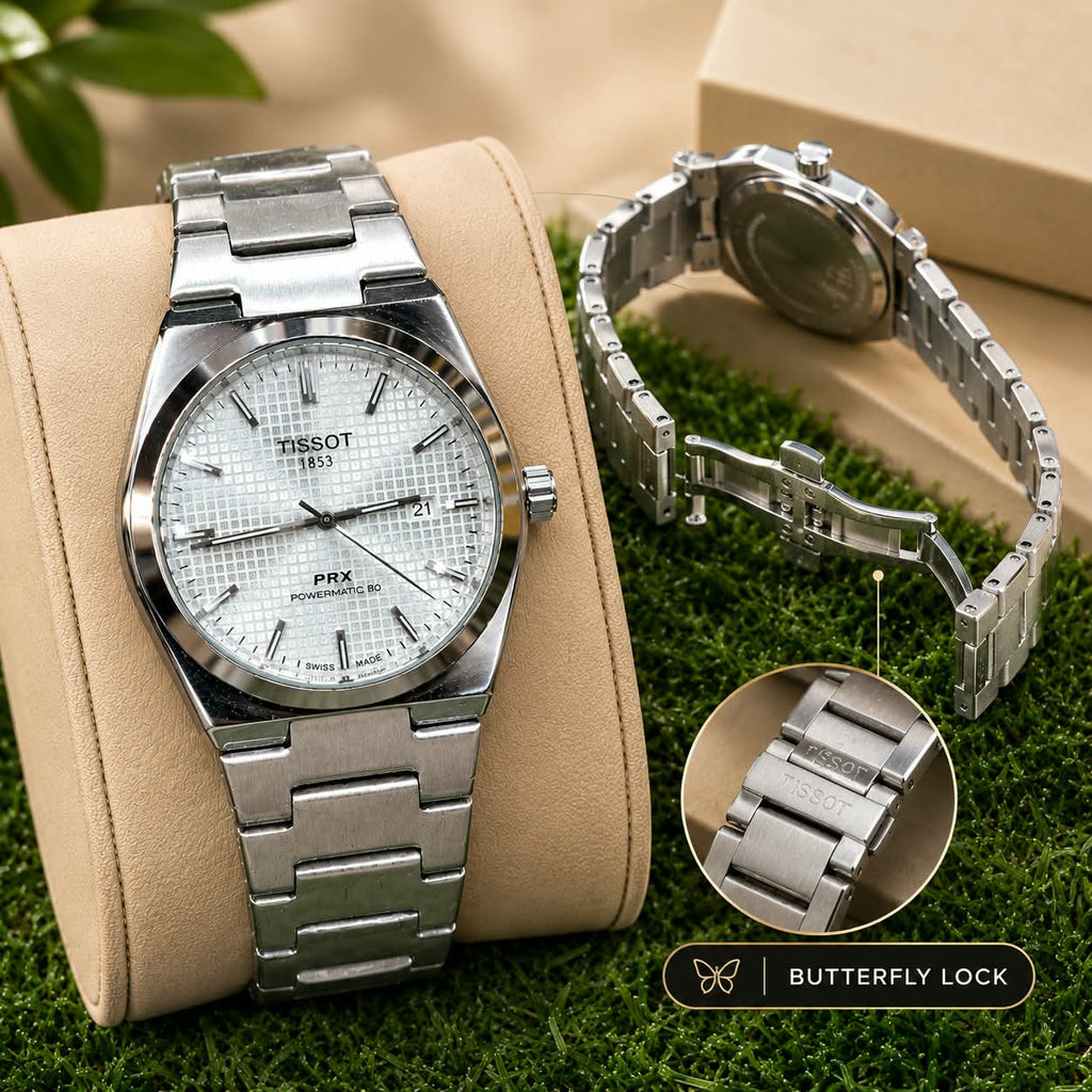 Tissot PRX Style Luxury Silver Watch – Butterfly Lock
