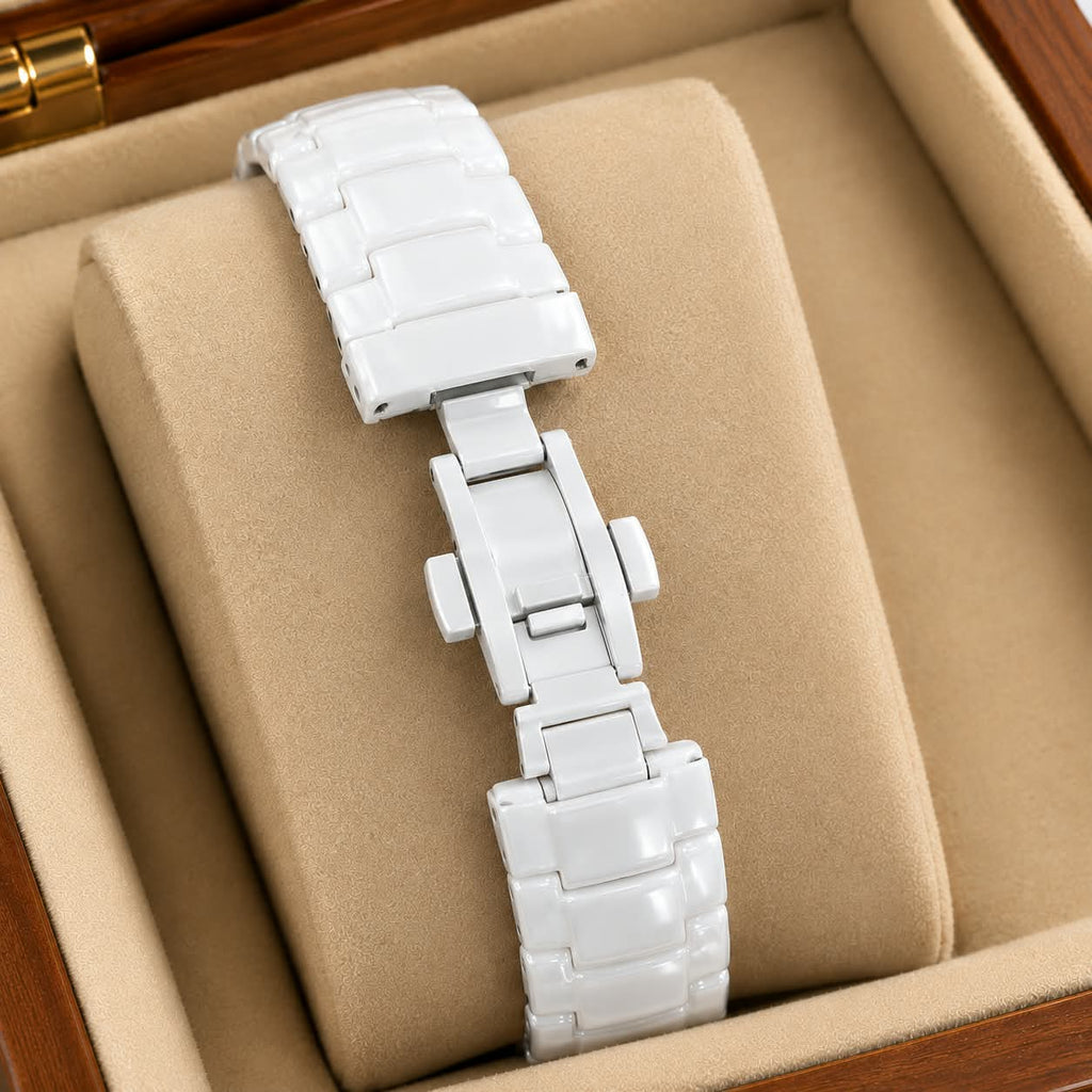 CERAMIC (SPHIRE) White Stone Strap Watch