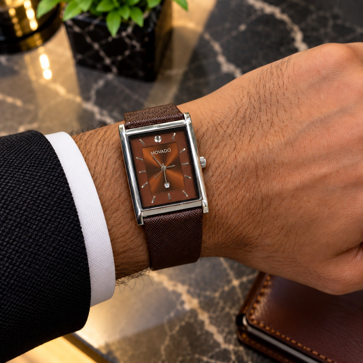 MOVADO Classic Rectangle Luxury Watch