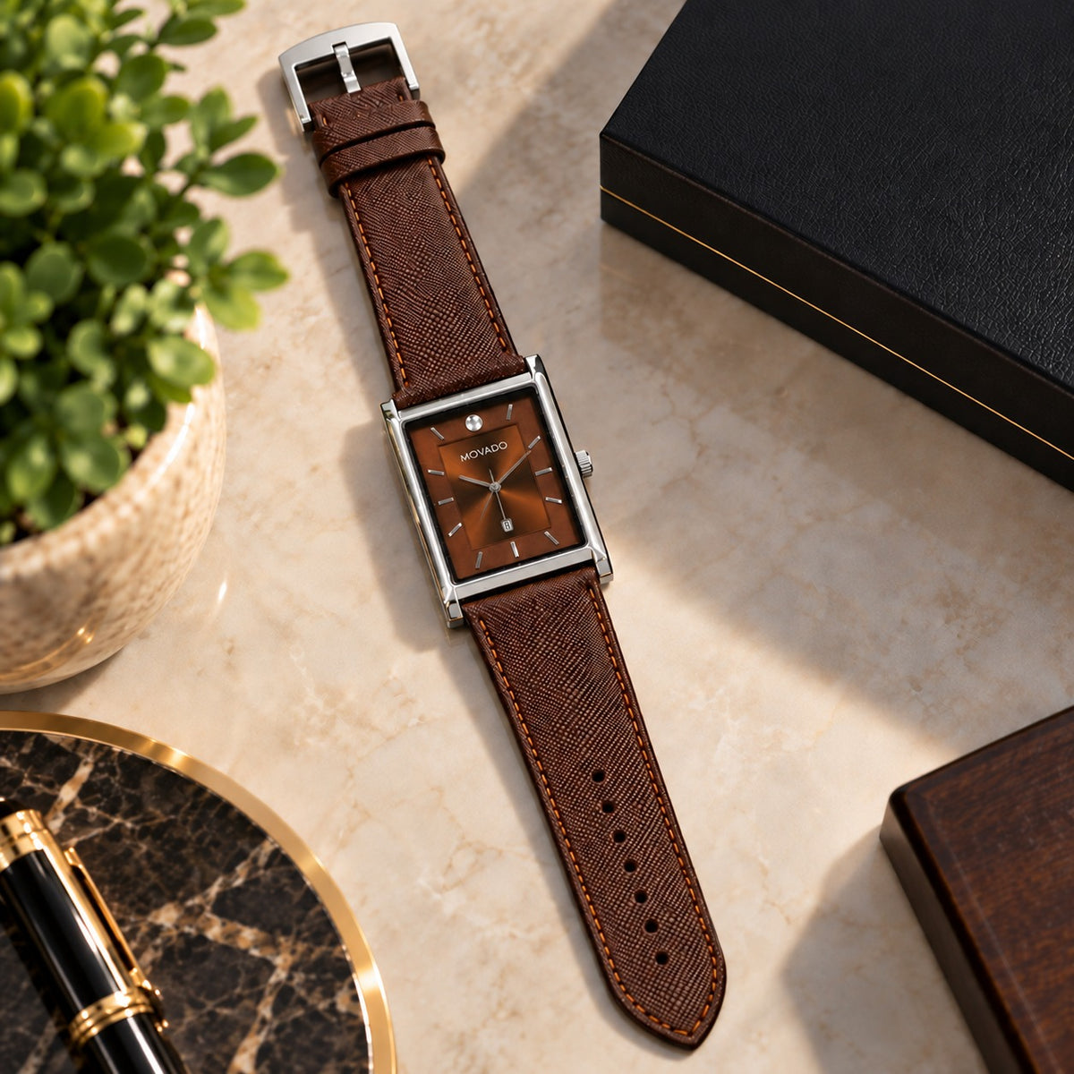MOVADO Classic Rectangle Luxury Watch