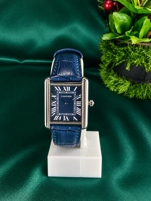 CARTIER Classic Rectangular Leather Strap Watch