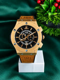 HB Luxury Chronograph Watch – Leather Strap with Master Lock