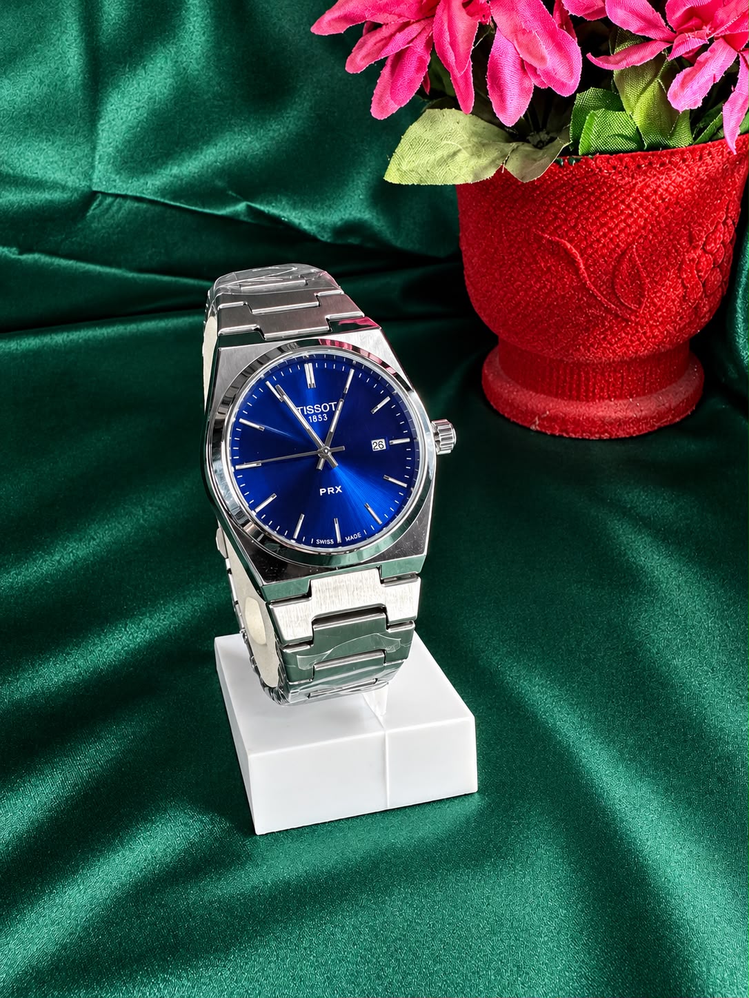 TISSOT Luxury Men’s Blue Dial Watch – Stainless Steel Bracelet with Butterfly Lock