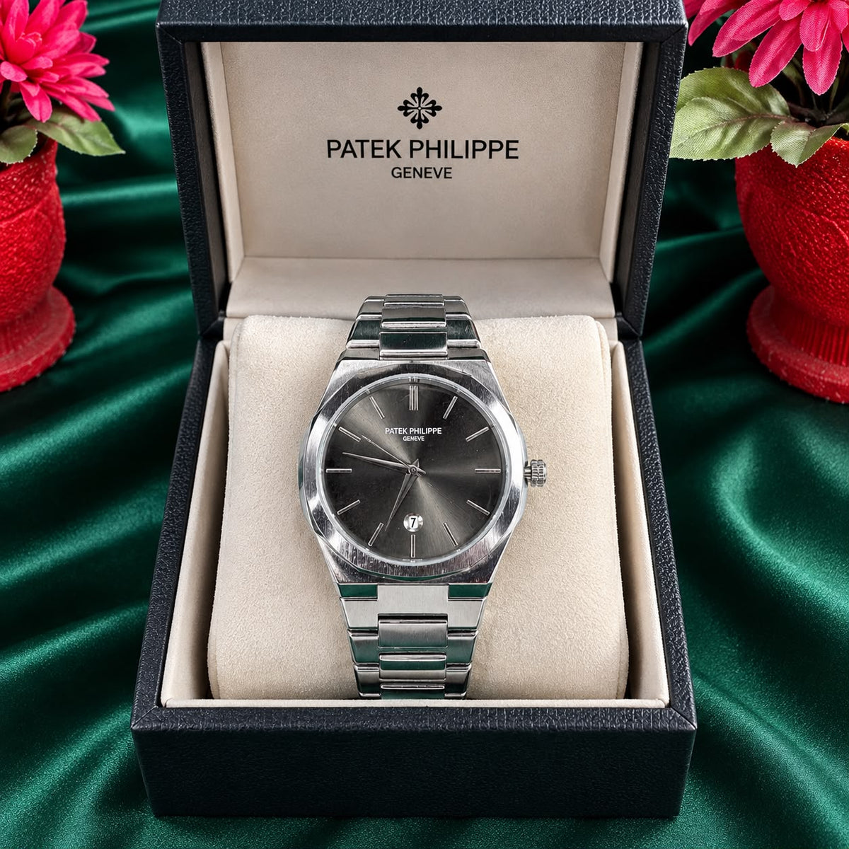 PATEX PHILIPPE Luxury Men’s Stainless Steel Watch – Classic Black Dial Edition