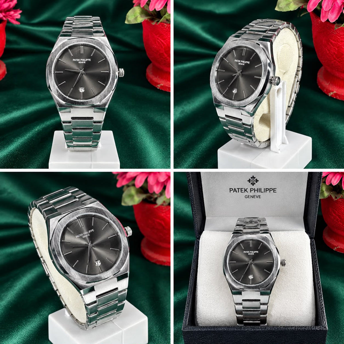 PATEX PHILIPPE Luxury Men’s Stainless Steel Watch – Classic Black Dial Edition