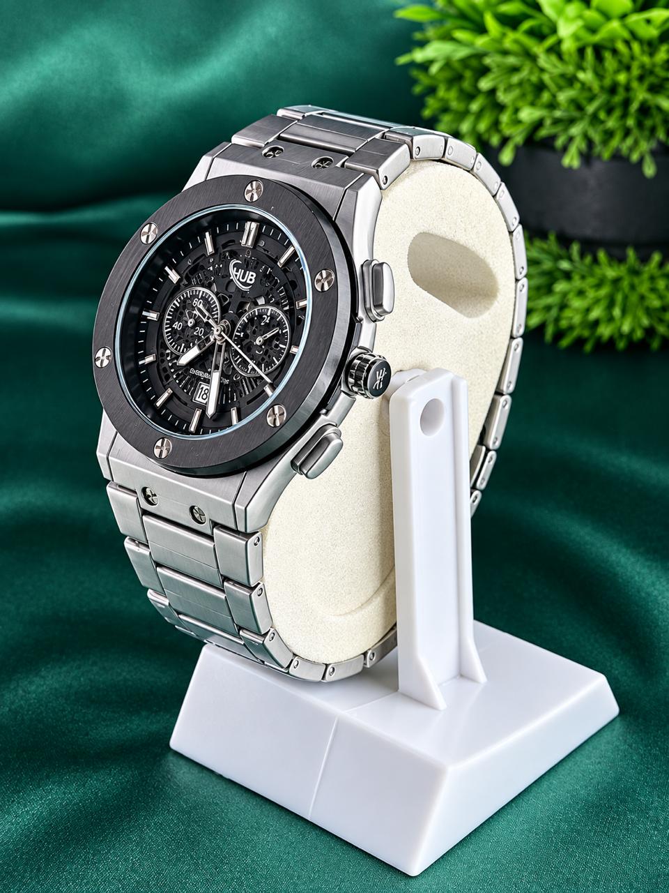 HUBLOT Luxury Chronograph Stainless Steel Watch – Butterfly Lock