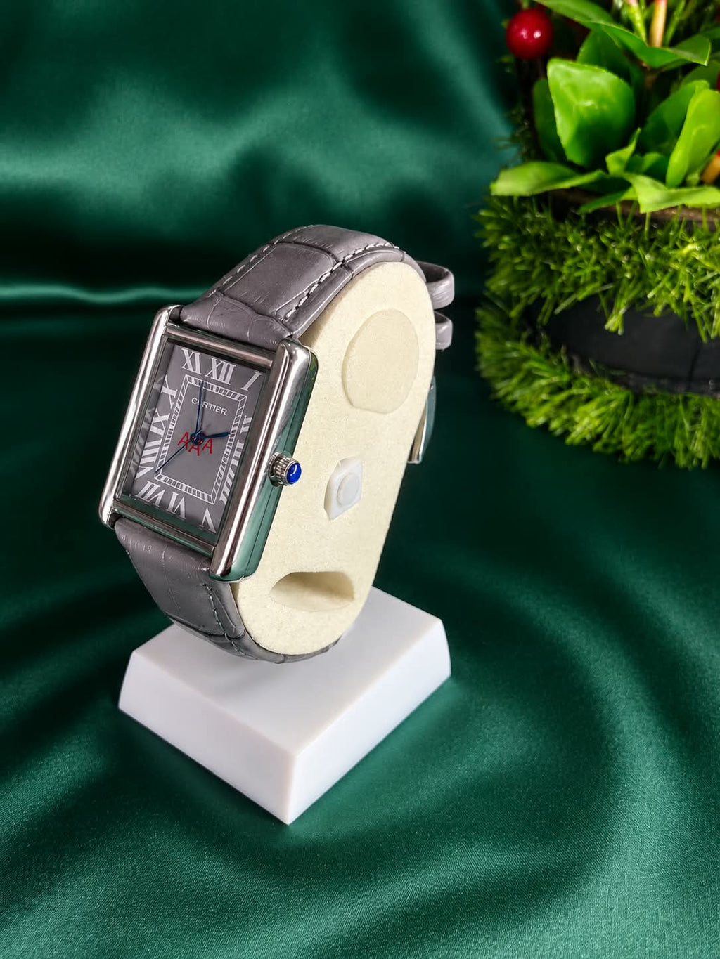 CARTIER Classic Rectangular Leather Strap Watch